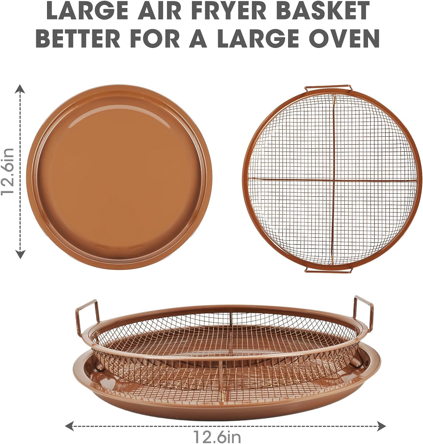 Set Of 2 Pcs Air Fryer Tray, Double Non Stick Crisper Tray, Multifunction Roasting Frying Basket, Heat Resistance Oven Grill Pan Basket, Cooling Grill Pan Plate With Handles Set Of 2 Pcs Air Fryer Tray, Double Non Stick Crisper Tray, Multifunction Roasting Frying Basket, Heat Resistance Oven Grill Pan Basket, Cooling Grill Pan Plate With Handles